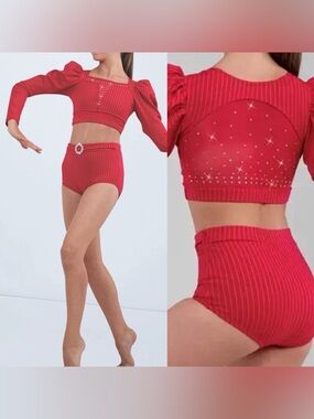 Weissman Dance Costume red pinstripe menswear tux suit Spotlight 16760 LC child